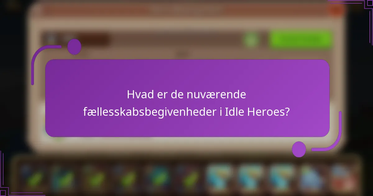 Hvad er de nuværende fællesskabsbegivenheder i Idle Heroes?
